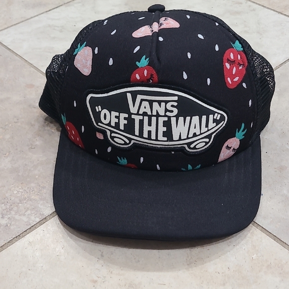 Vans Black and Red Snapback Hat with Fruit Design - Picture 1 of 5